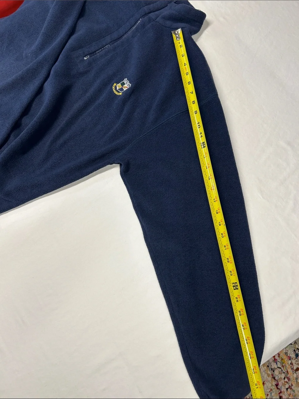 Vintage 90s Nautica Fleece Quarter Zip Pullover Sweatshirt Navy Crest